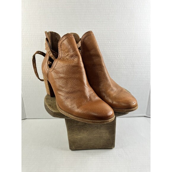 Frye Naomi Pickstitch Ankle Shooties Womens Size 7.5B Whiskey Brown Leather Zip - Picture 3 of 11